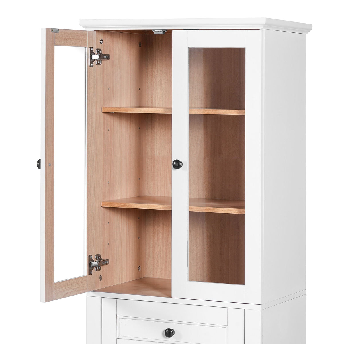 Bathroom Storage Cabinet, Adjustable Shelves & Drawer, Freestanding Tower