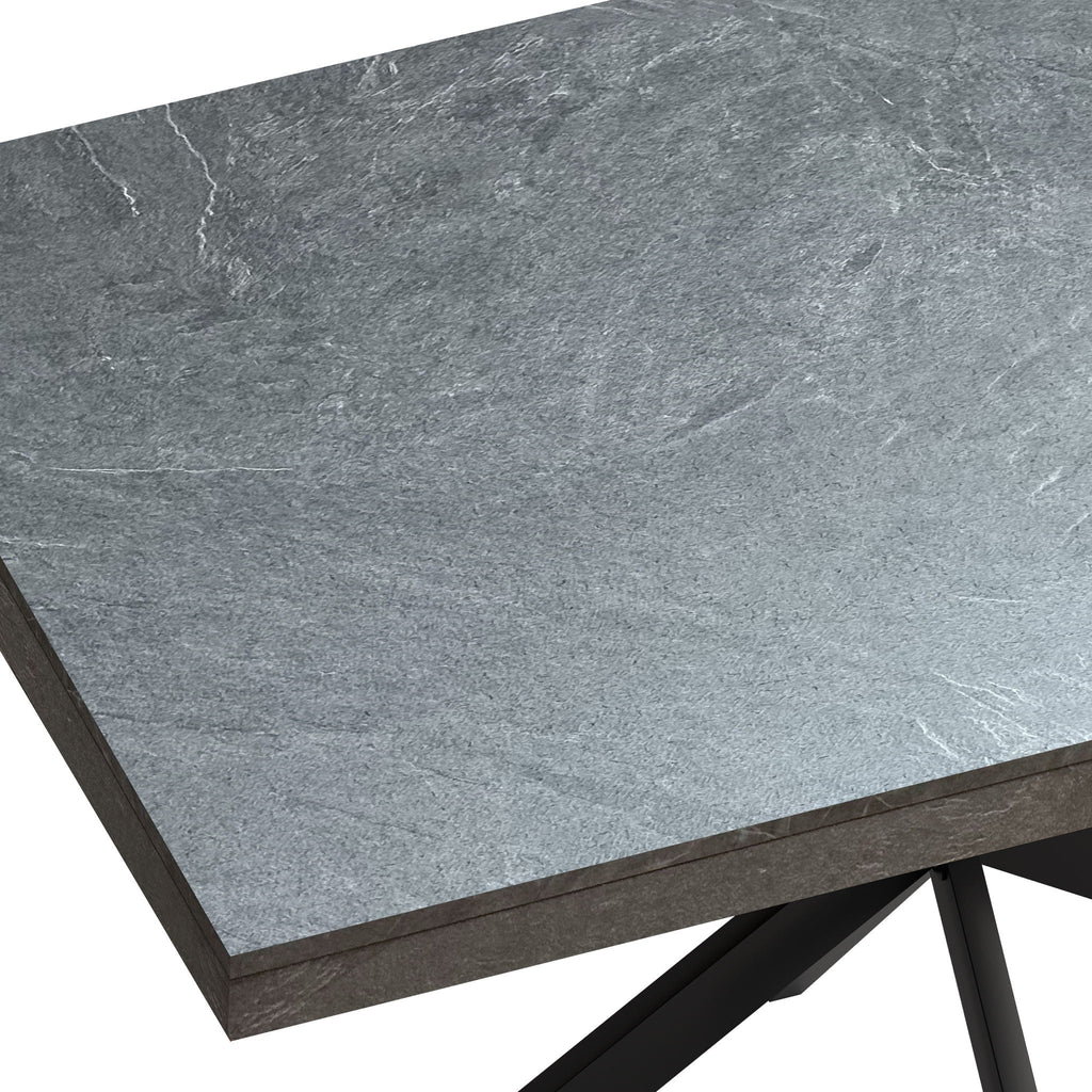 Rectangular Stretch Dining Table With 4 Chairs - Black / Gray
