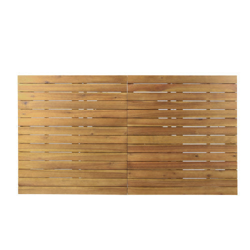7 Pieces Acacia Wood Outdoor Dining Set with Cream Cushions