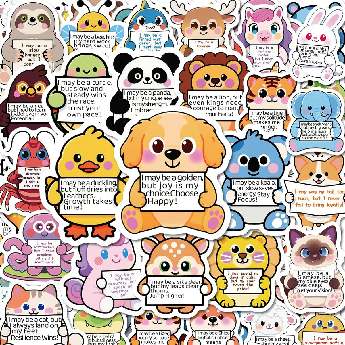 112 Pcs Emotional Support Animal Stickers - Affirmation Sticker Pack for Adults Cute Inspirational Buddies for Water Bottles, Laptops, Phones, Positive Quote Vinyl