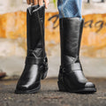 Men's Western Cowboy Boots – Square Toe Chunky Heel Slip-On