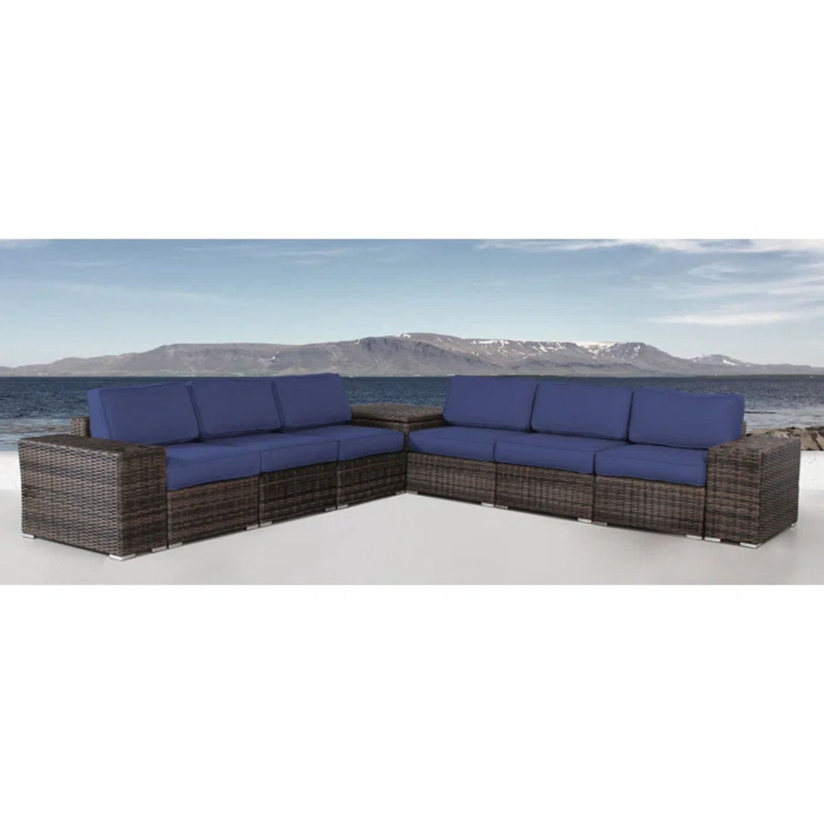Elegant Outdoor Rattan Wicker 6 Person Seating Group With Cushions