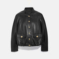 Women’s Black Biker Aviator Sheepskin Shearling Leather Jacket