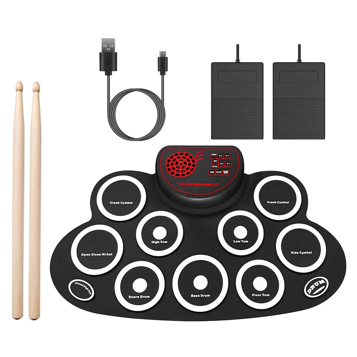 10 Pads Electric Drum Set Foldable