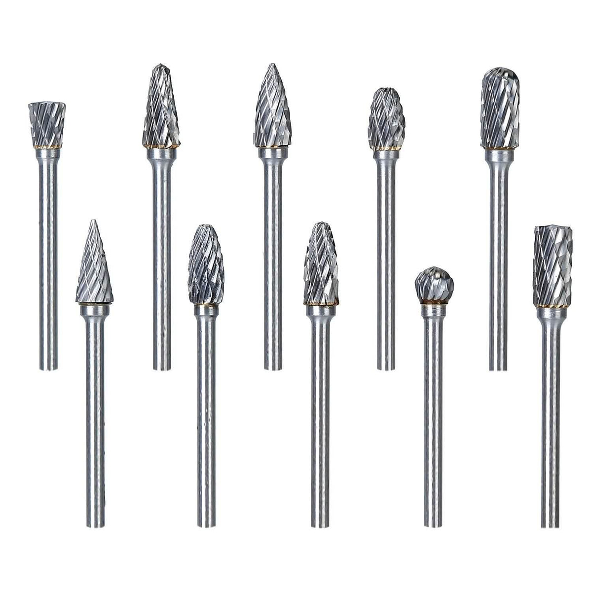 10-Piece: Double Cut Carbide Rotary Die Grinder Bit Set