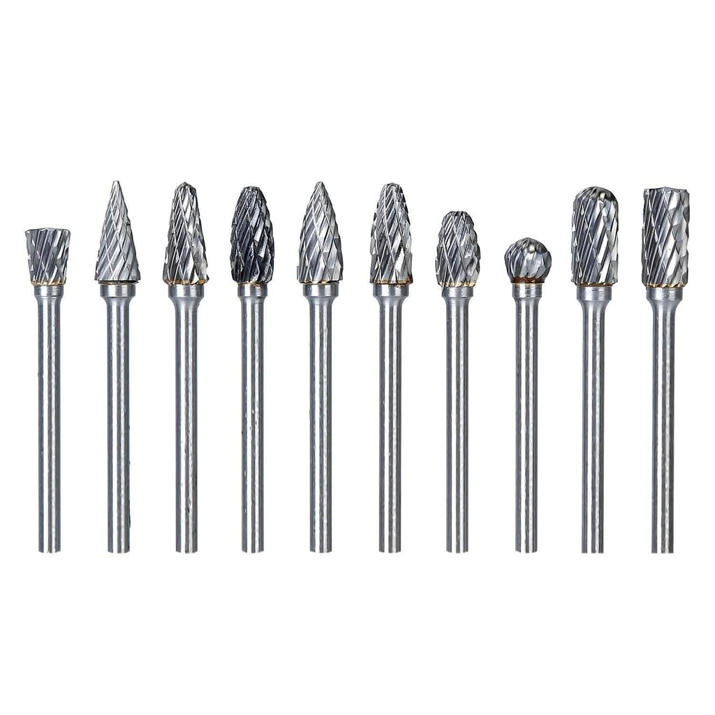 10-Piece: Double Cut Carbide Rotary Die Grinder Bit Set