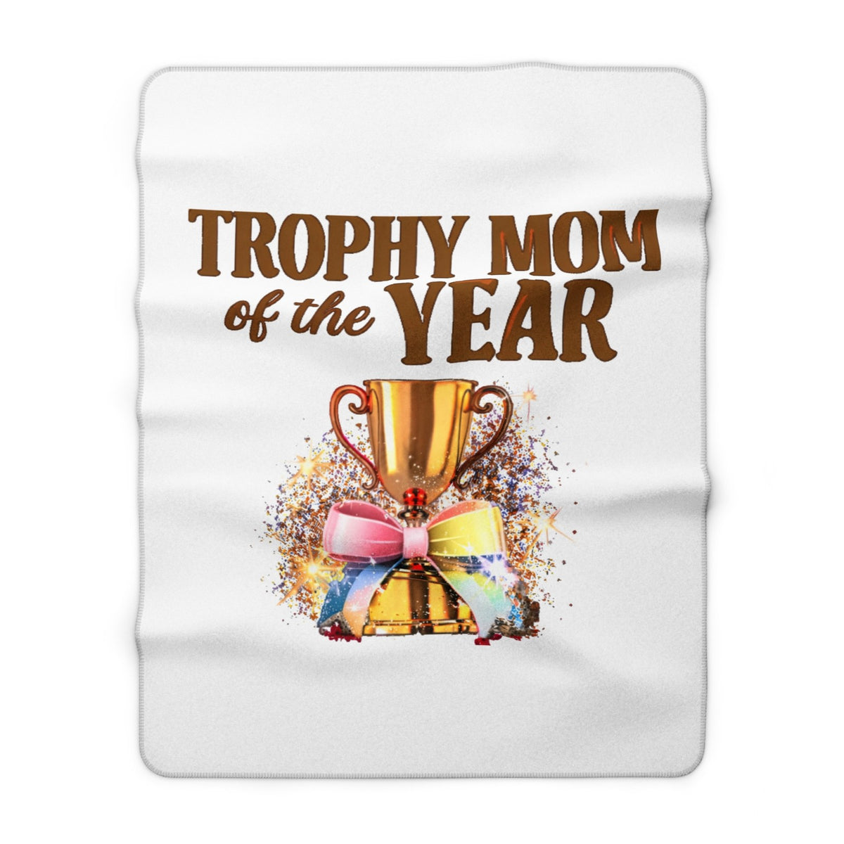 Trophy Mom of the Year Sherpa Fleece Blanket | Trophy Cup Design