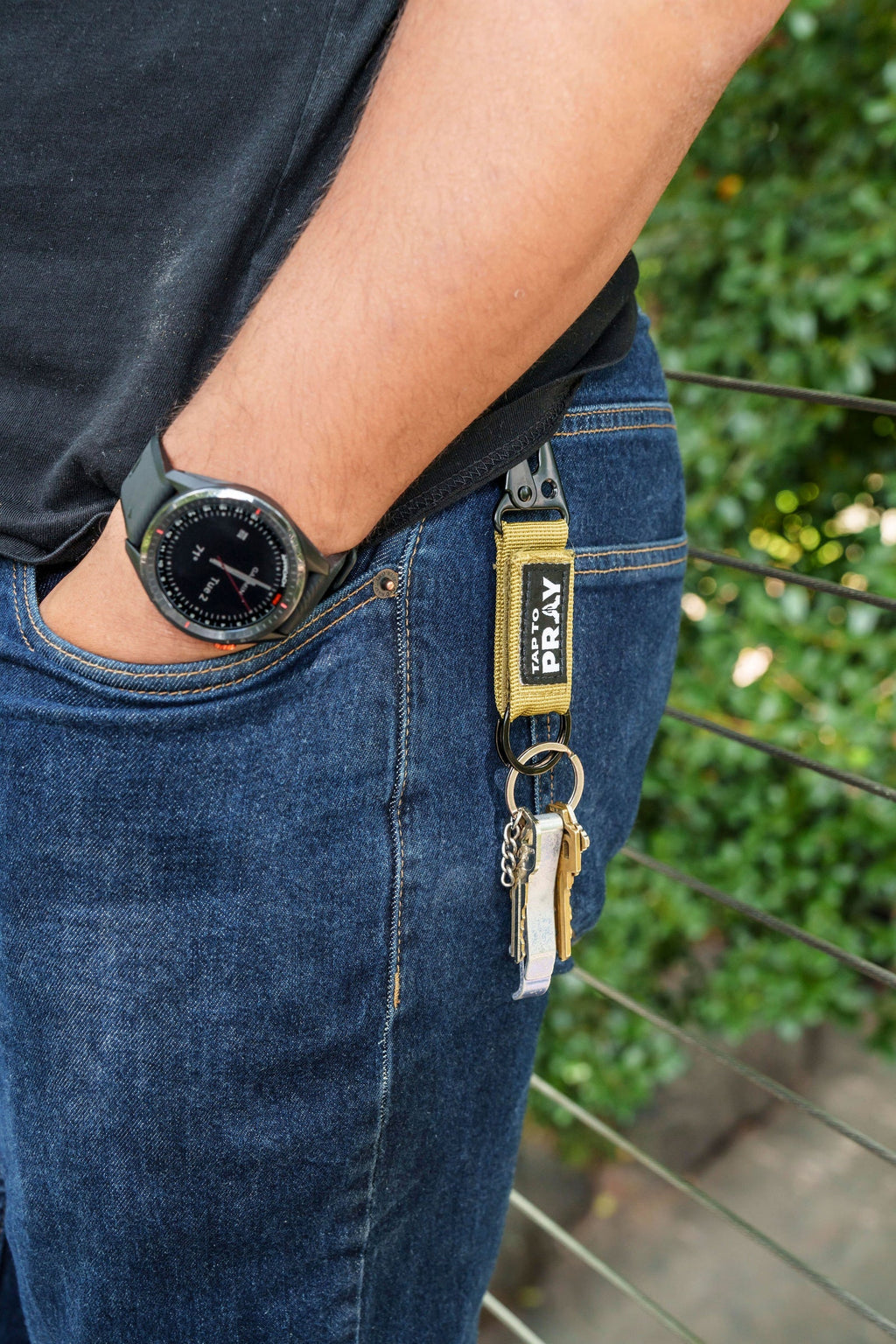 Tactical Carabiner Tap to Pray Keychain