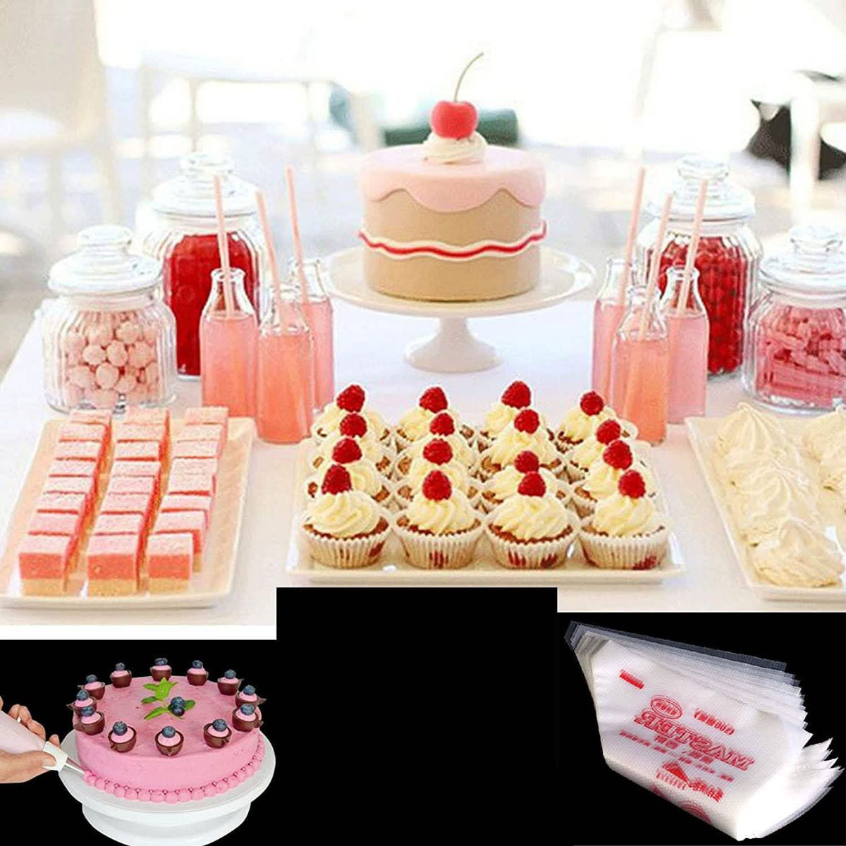 100-Pack: Disposable Cream Pastry Bags