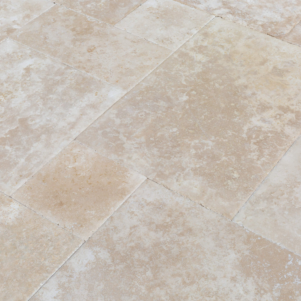 Denizli Beige Antique Pattern Travertine Tile - Full Truckload