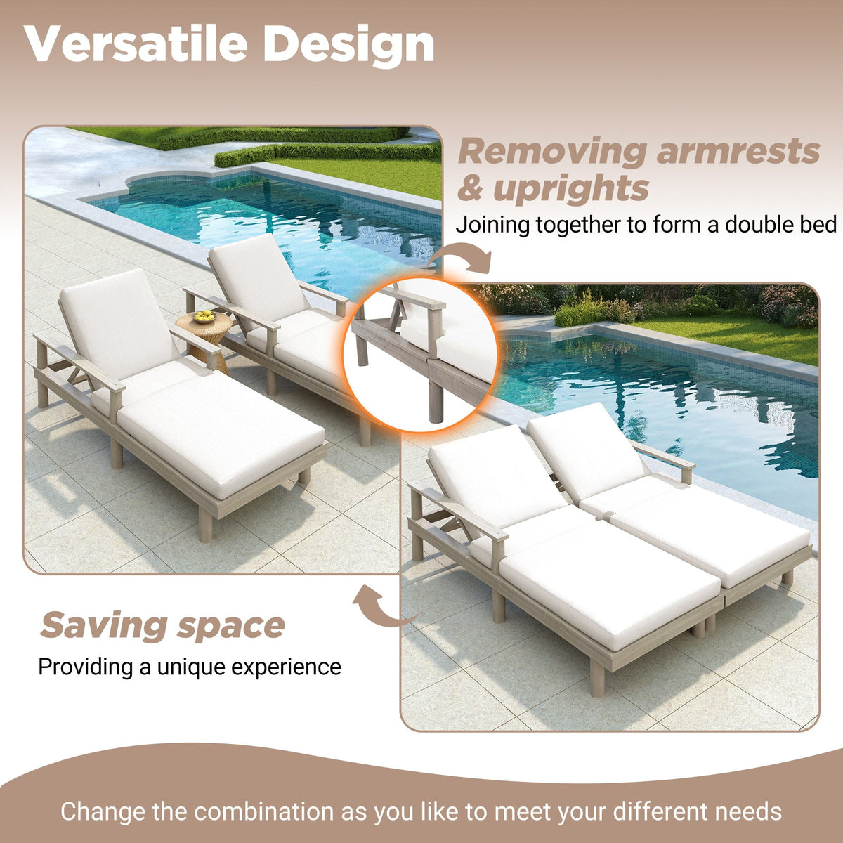 5 Position Adjustable Outdoor Chaise Lounge