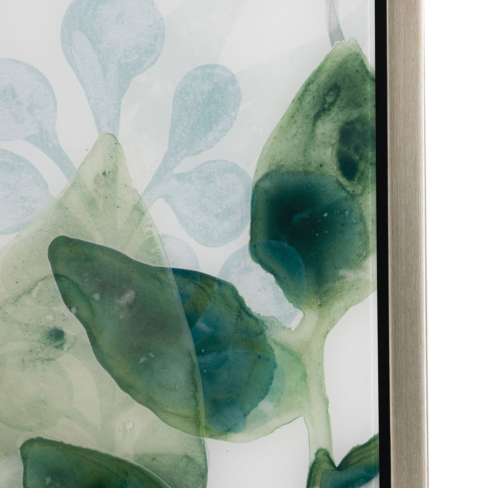 Framed Printed Acrylic Decorative Wall Art, Wall Decor For Living Room (Set of 2) - White / Green
