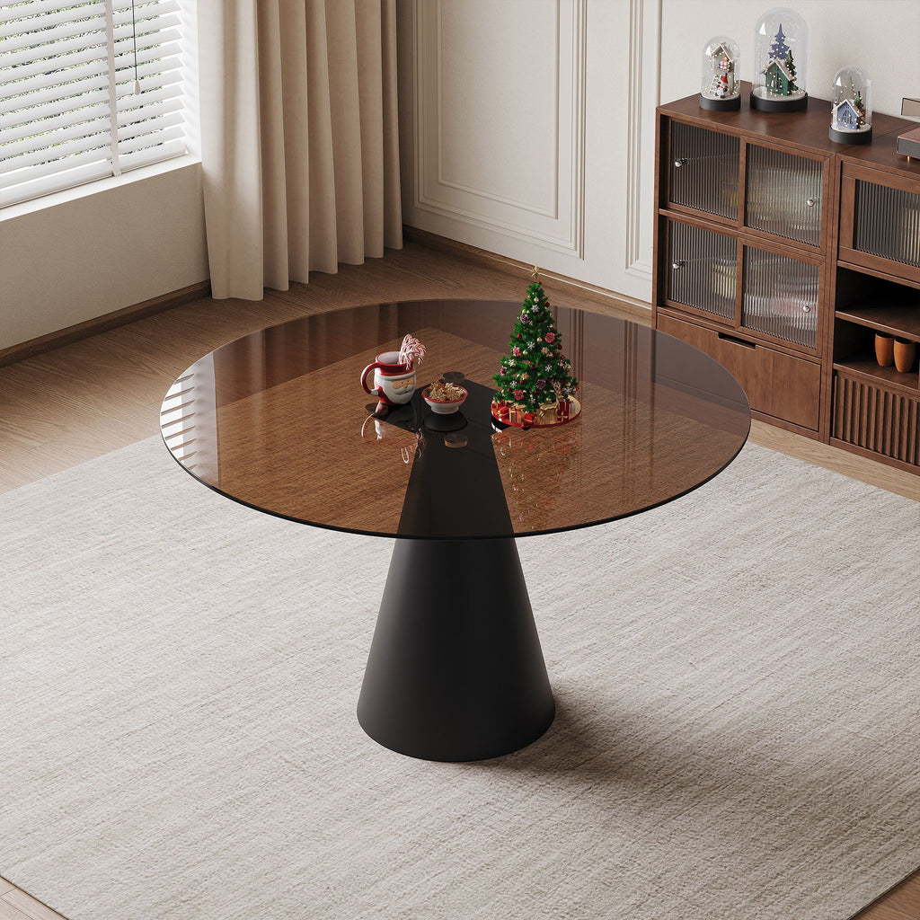 Round Dining Table for 2-4 People - Black / Brown