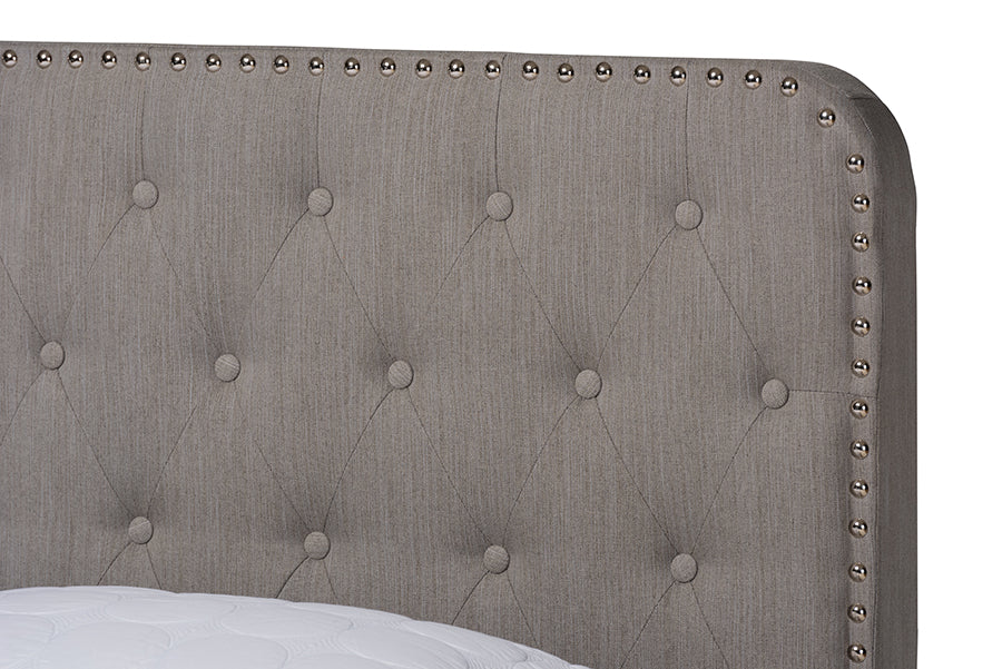 Baxton Studio Annalisa Modern Transitional Grey Fabric Upholstered Button Tufted King Size Panel Bed