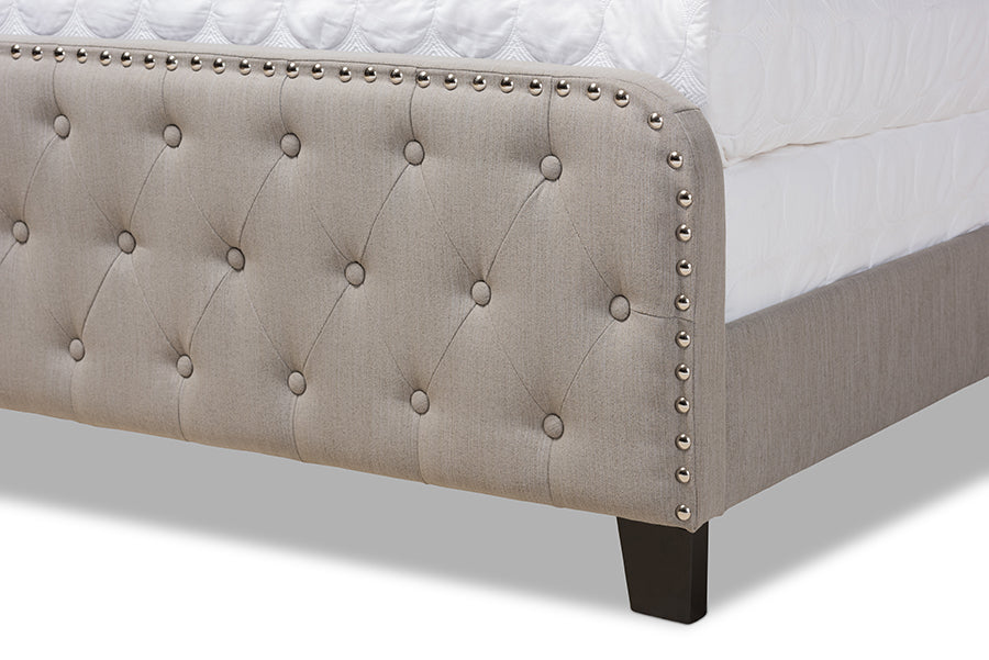 Baxton Studio Annalisa Modern Transitional Grey Fabric Upholstered Button Tufted King Size Panel Bed