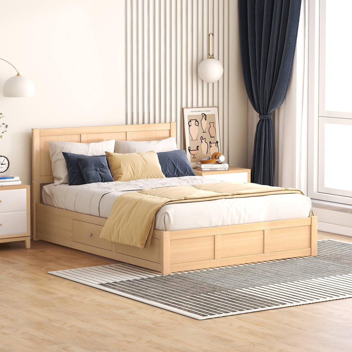 Platform Bed With Underneath Storage And 2 Drawers