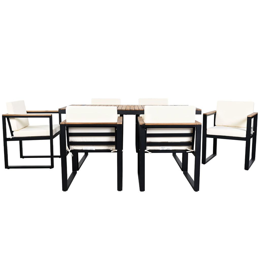 7 Pieces Outdoor Dining Set Patio Dining Table And Chair Set With And Removable Cushions For Patio