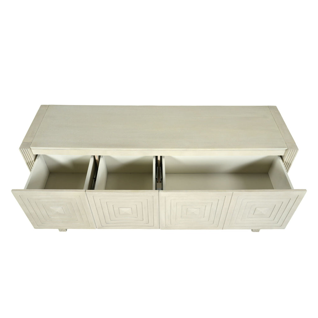 Geometric Carved Console Table With 3 Soft Close Drawers