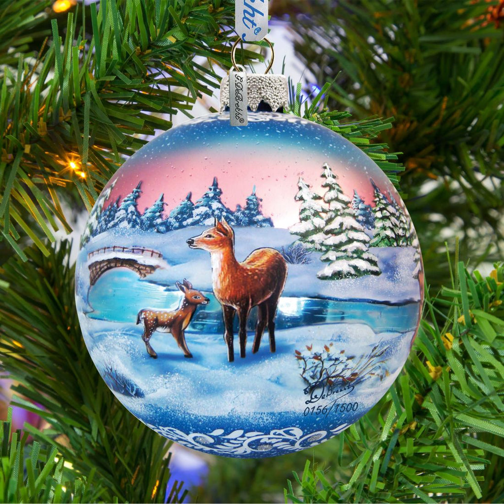 Snowy Night Ball Glass Ornament Limited Edition by G. DeBrekht - Christmas Decor - 73847