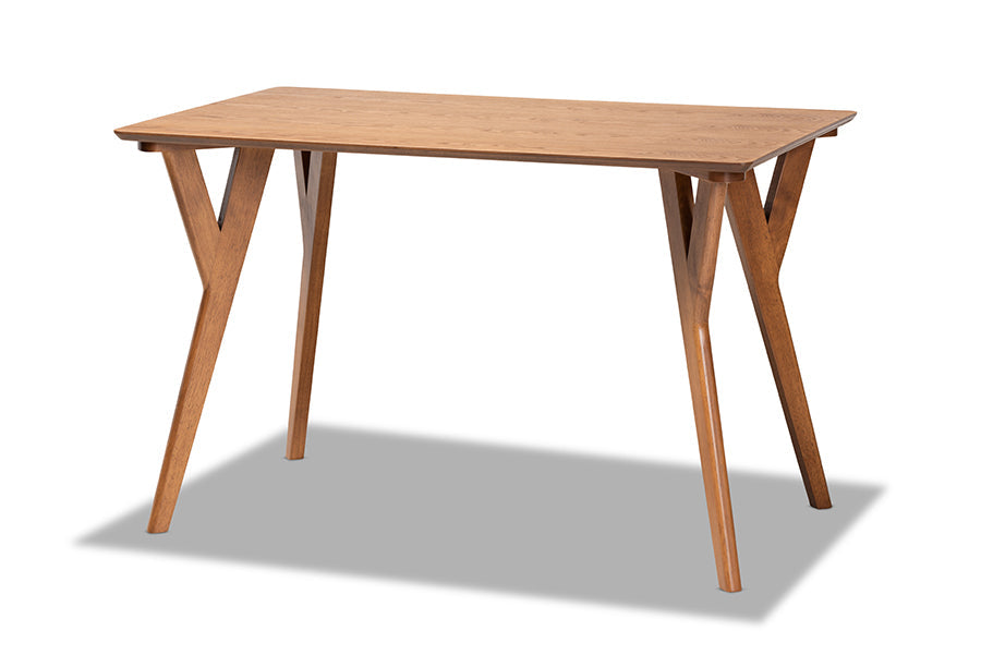 Baxton Studio Odessa Mid-Century Modern Grey Fabric Upholstered and Walnut Brown Finished Wood 4-Piece Dining Nook Set