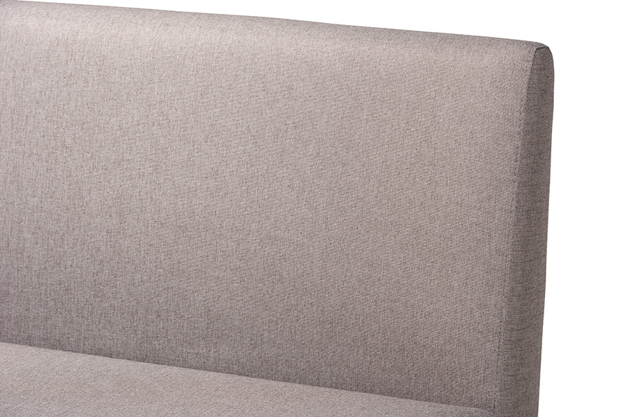 Baxton Studio Odessa Mid-Century Modern Grey Fabric Upholstered and Walnut Brown Finished Wood 4-Piece Dining Nook Set