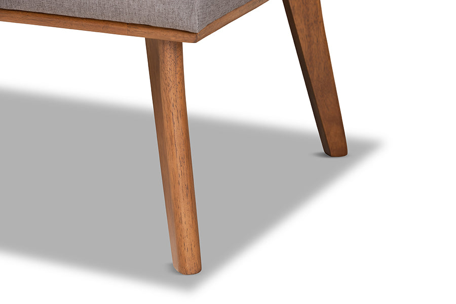 Baxton Studio Odessa Mid-Century Modern Grey Fabric Upholstered and Walnut Brown Finished Wood 4-Piece Dining Nook Set