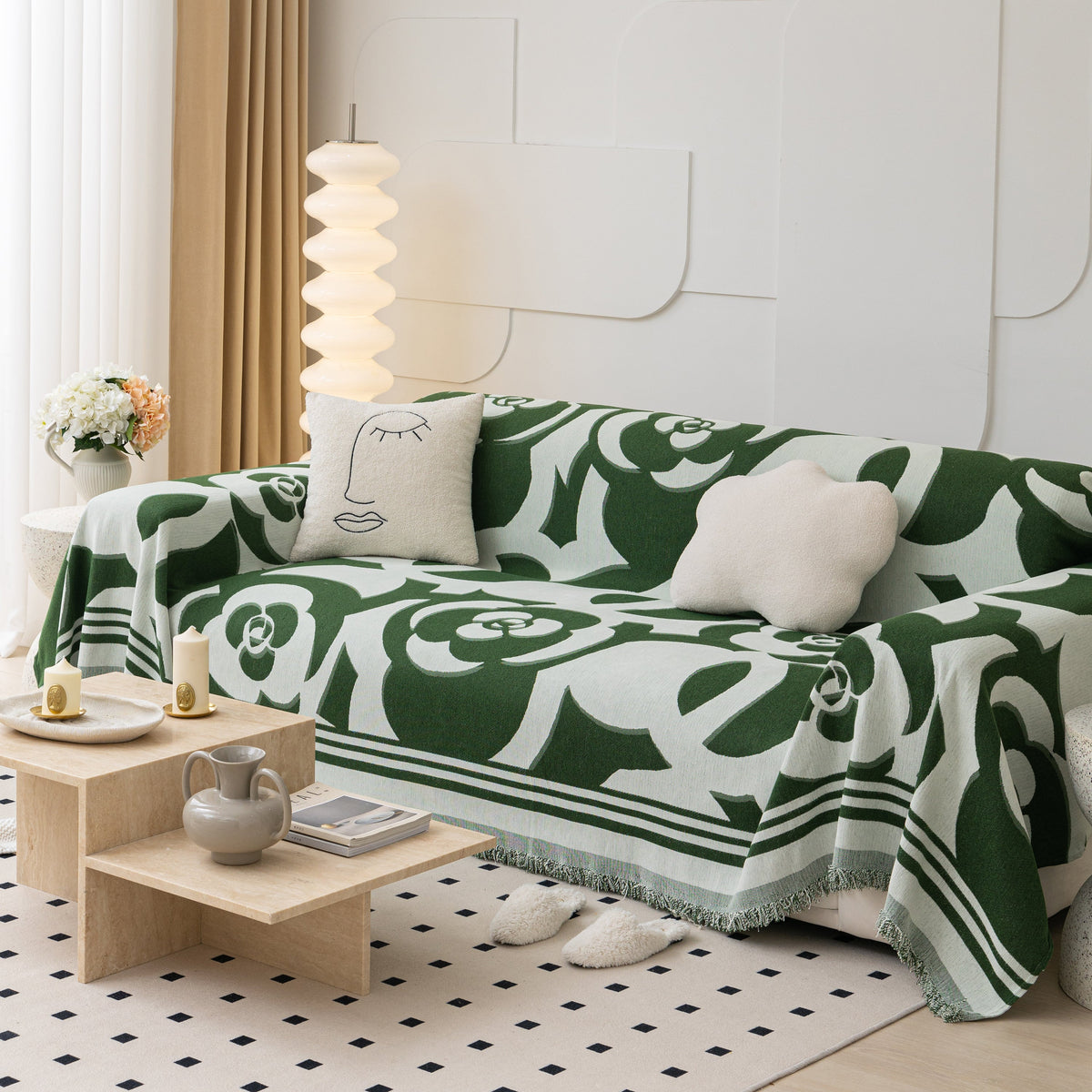 Chenille Sofa Cover Blanket, Couch Cover Blanket Throws for Couches Living Room Furniture Throw Covers