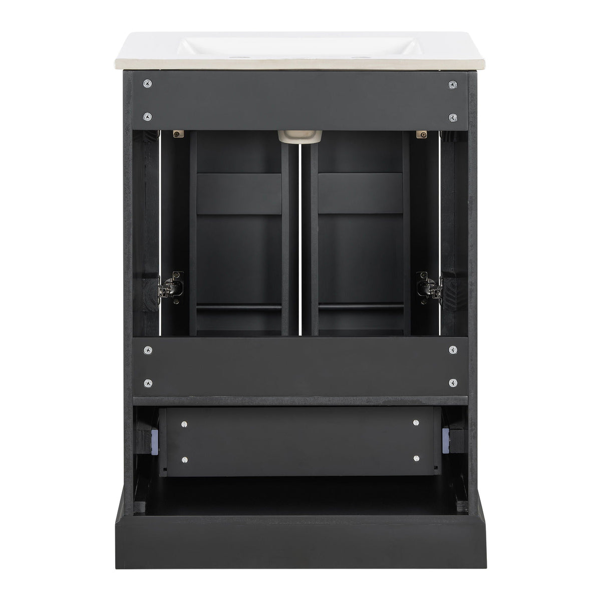 Bathroom Vanity With Sink, 1 Divided Drawer And 2 Soft Close Doors With Double Shelf