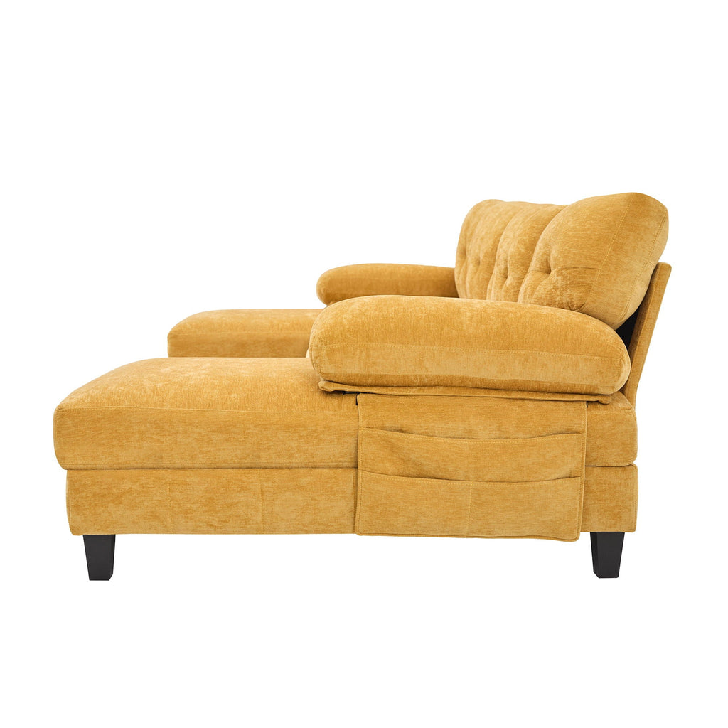 U-Shaped Sectional Sofa 103.5" Fabric Couch With Dual Chaise Lounges, Storage Pockets, Armrest Pillows