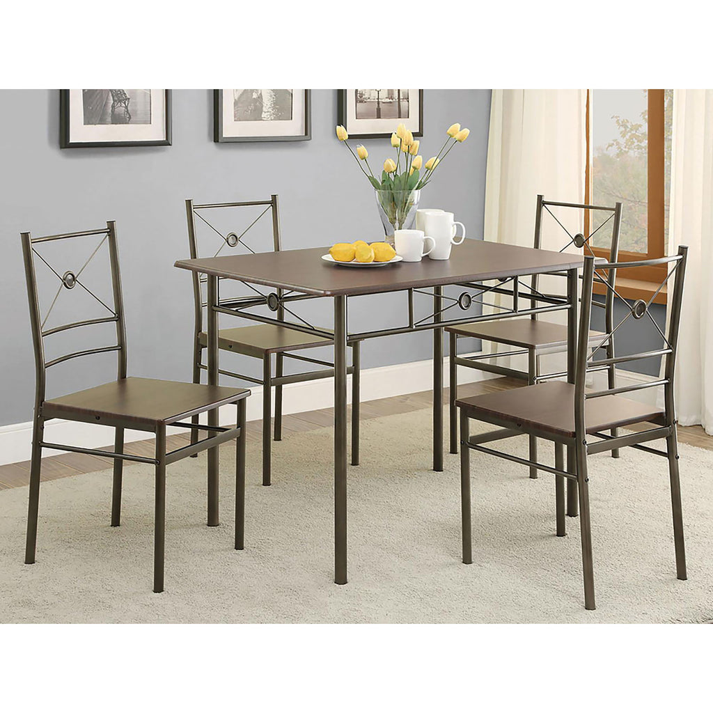 5 Piece Rectangle Dining Set With Tubing Base