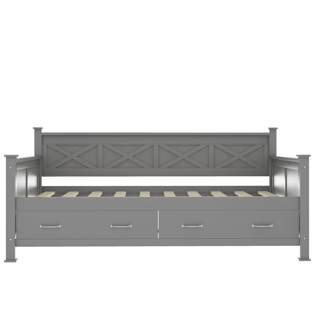 Modern Daybed With 2 Large Drawers, X Shaped Frame