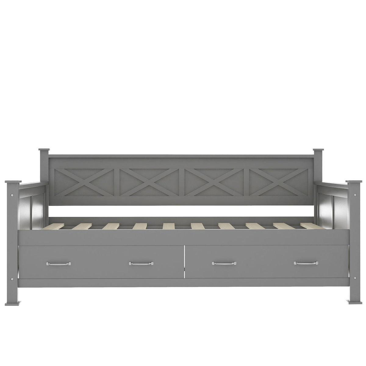 Modern Daybed With 2 Large Drawers, X Shaped Frame