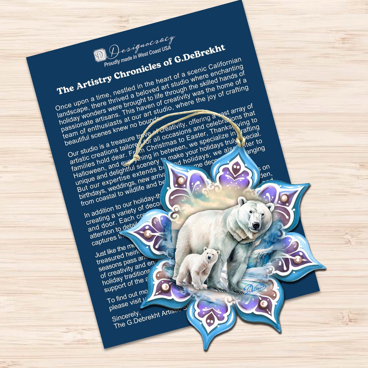 Bears Snowflake Eco Wood Ornaments Set of 3 by G. Debrekht - Nature Wildlife Decor - 8090143-S3