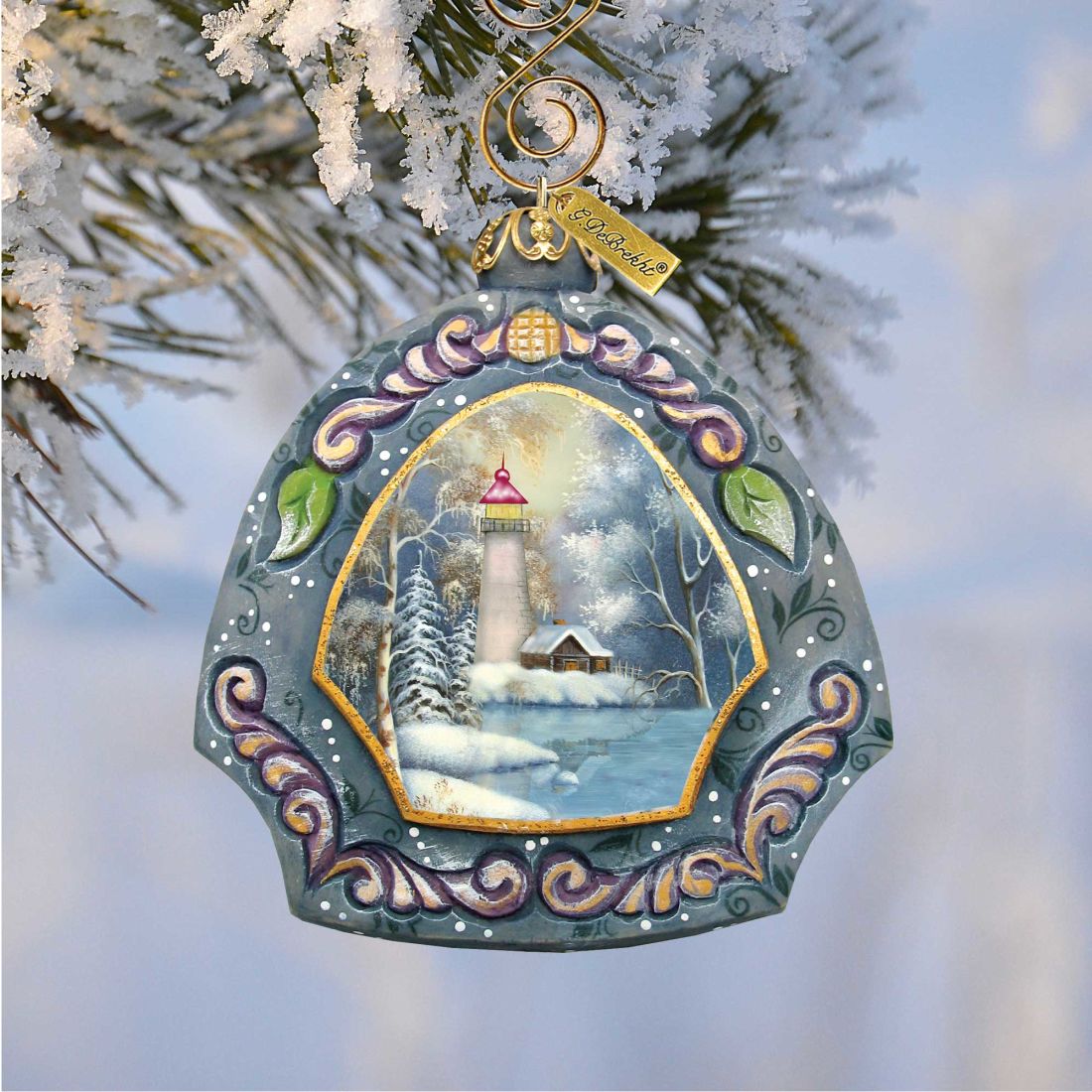 Harbor Light Sculpted Hand-Painted Christmas Ornament by G. DeBrekht - Coastal Holiday Decor - 6102832