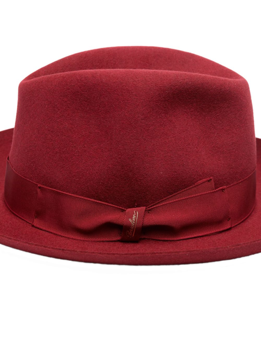 BORSALINO Wide Brim Wool Felt Hat with Grosgrain Ribbon Bow Detail
