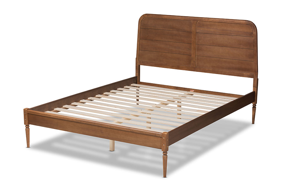 Baxton Studio Kassidy Classic and Traditional Walnut Brown Finished Wood Full Size Platform Bed