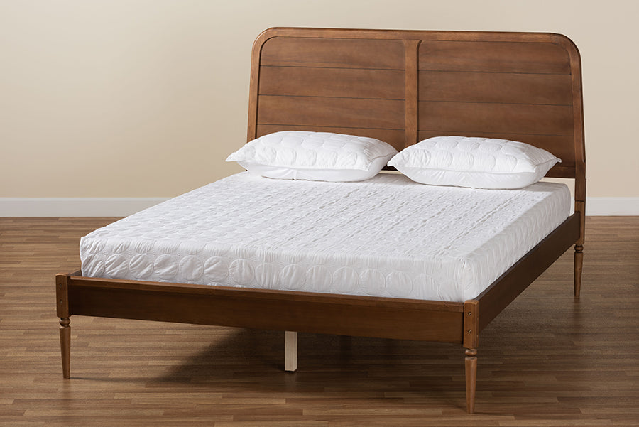 Baxton Studio Kassidy Classic and Traditional Walnut Brown Finished Wood Full Size Platform Bed