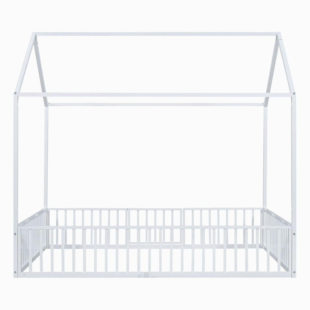 Metal House Bed With Fence And Door