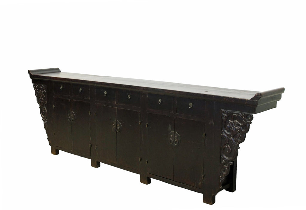 117" Inch Long Antique Chinese Dragon Sideboard