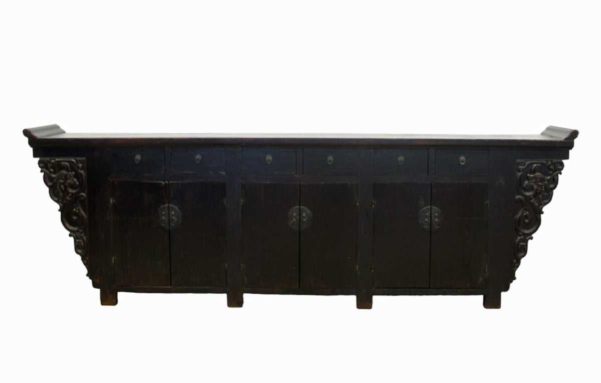 117" Inch Long Antique Chinese Dragon Sideboard