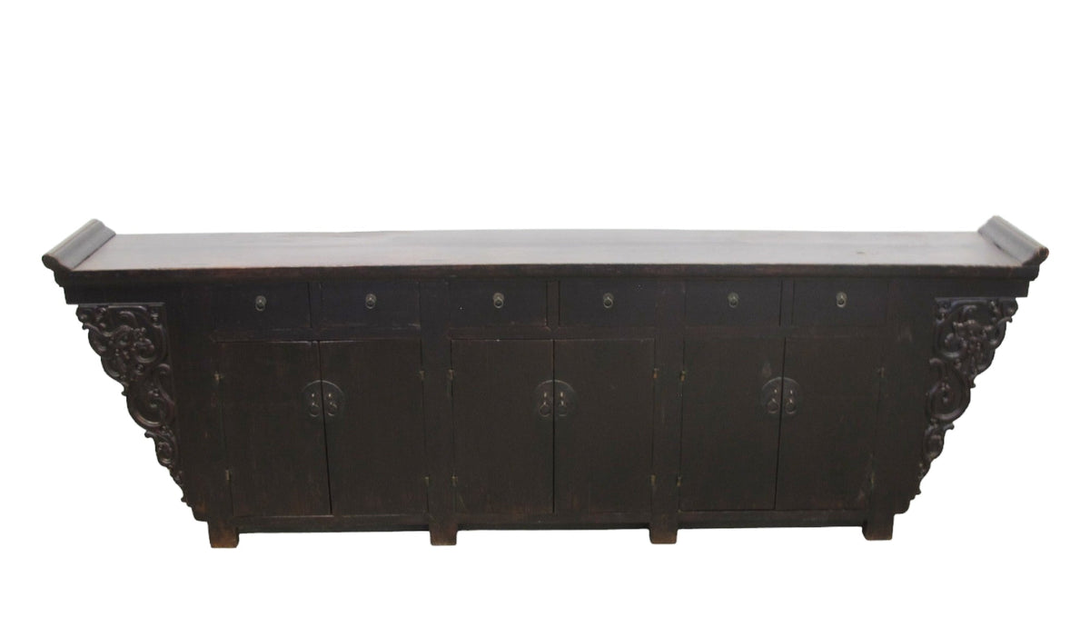 117" Inch Long Antique Chinese Dragon Sideboard