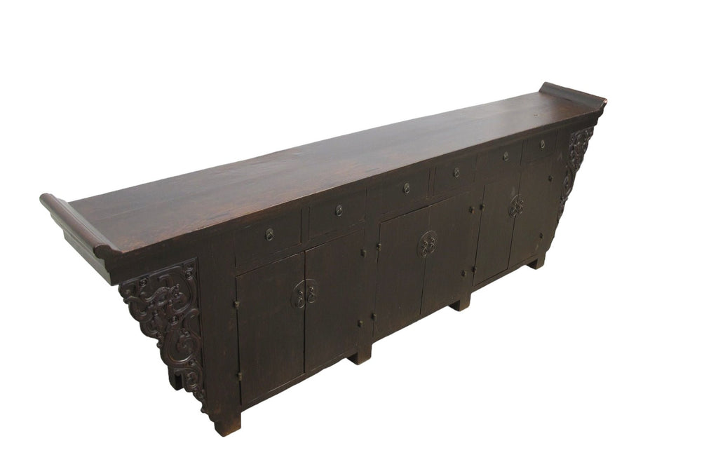 117" Inch Long Antique Chinese Dragon Sideboard