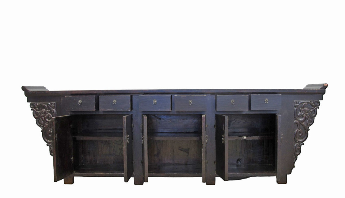 117" Inch Long Antique Chinese Dragon Sideboard