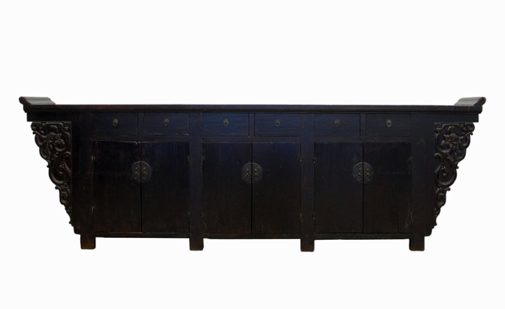 117" Inch Long Antique Chinese Dragon Sideboard