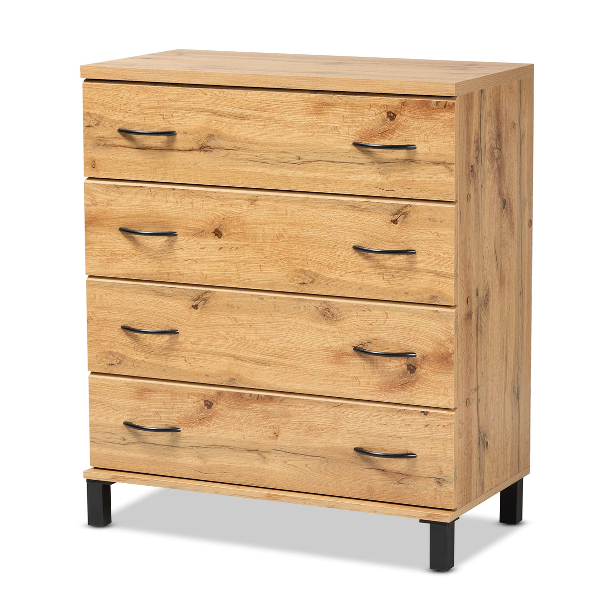 Baxton Studio Maison Modern and Contemporary Wotan Oak Brown Finished Wood 4-Drawer Storage Chest