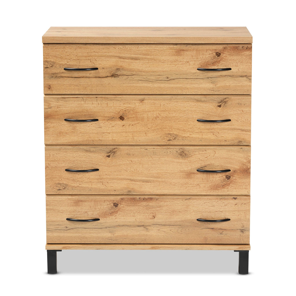 Baxton Studio Maison Modern and Contemporary Wotan Oak Brown Finished Wood 4-Drawer Storage Chest