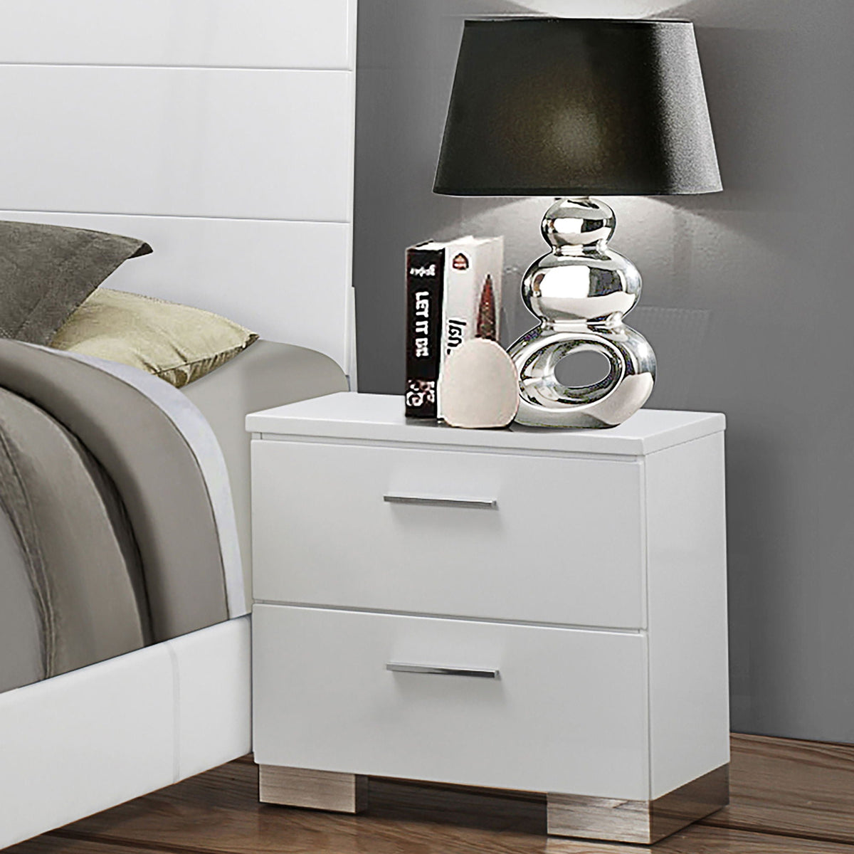 Dulcey - 2 Drawer Nightstand - Gloss White