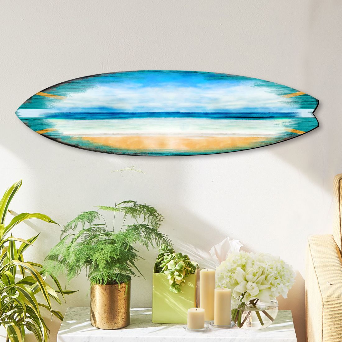 Ocean Surfboard Coastal Door Art by G. DeBrekht - Coastal Holiday Decor - 8490102HS
