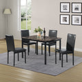 Furniture 5 Piece Metal Dinette Set with Faux Marble Top - Black
