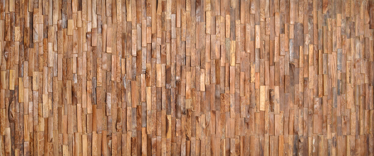 Reclaimed Teak Rustic Mosaic Wall Panel 8 Ft